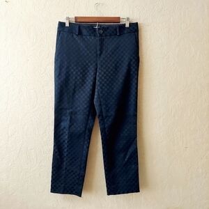 Banana Republic Checkered Hampton Fit Navy Blue Cropped Pants Sz 4